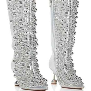 STIVALETTO AZALEA WANG " WALK ON THE MOON " SILVER BALL DETAIL Taglia 9 (Nuovo) - Foto 1 di 8