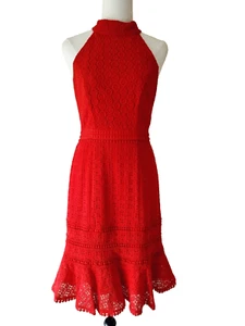 REVIEW Limited Edition Red Sleeveless Broderie Lace Dress SIZE 6 - Photo 1/5