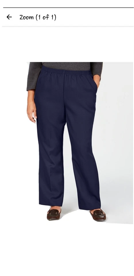 Karen Scott Womens Pants Navy Blue Size 3x Plus Straight Leg Stretch 042
