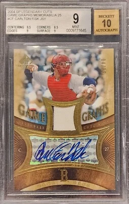Carlton Fisk Patch Auto Game Worn Jersey /25 BGS 9/10 - Image 1 of 3