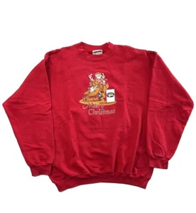 Rodeo Cowgirl Merry Christmas Pull Over Red Fleece Sweater Size Large - Picture 1 of 8