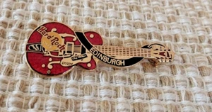 Hard Rock Cafe Edinburgh 1997 Eddie Cochran Red Gretsch Dead Rockers Guitar Pin - Picture 1 of 4