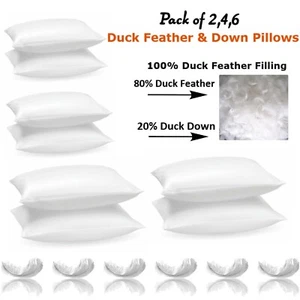 Almohadas de plumas de pato y plumón calidad de hotel almohadas blancas 100 % algodón paquete 2,4,6 - Imagen 1 de 9