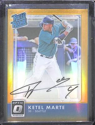 2016 Donruss Optic Gold Rated Rookie Autograph #RR-KT Ketel Marte No 8 of 10 - Image 1 of 2