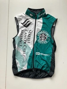 STARBUCKS COFFEE Sugoi Green CYCLING WINDBREAKER VEST Bike Jersey Coat Adult S - Picture 1 of 7