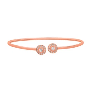 "Brazalete de diamante natural de 0,40 quilates G SI oro rosa 14 K 7"" - Imagen 1 de 3