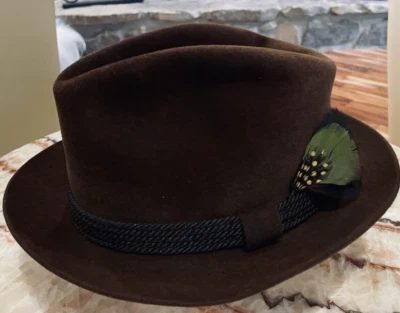 Vintage Dobbs New York Fedora Hat D525 Hunter Mt 001 Cognac Brown Mens 6 3/4 - Image 1 of 4