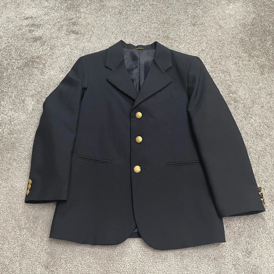 Traje Flecha Blazer Niños Niños 12 Azul Marino Sencillo Pecho Formal Fiesta Escuela Foto 1 de 4