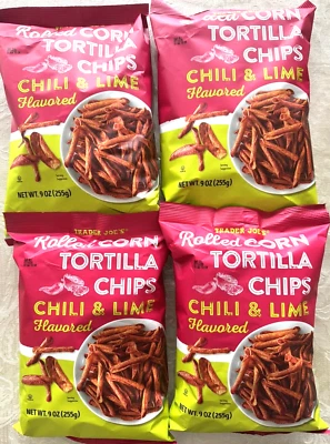 New *4 PACKS* Trader Joe's Rolled Corn Tortilla Chips Chili & Lime Flavored - Image 1 of 2