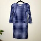 Jude Connally Sz Small Sabine Sheath Dress In Blue And White Plaid Preppy Office
