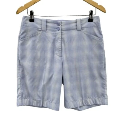 Bermudas de golf Nike para mujer pequeñas moradas blancas a cuadros bolsillos de poliéster Foto 1 de 4