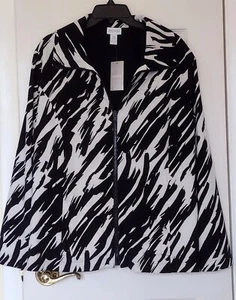 CHICOS Zenergy Neema Reversible Jacket Sz 3 / XL Black Stripe Zebra Animal - Picture 1 of 4