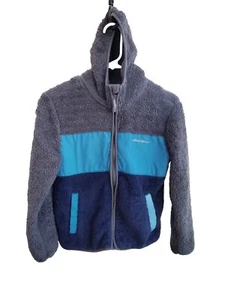 Eddie Bauer sherpa Youth jacket Fleece Size L 14-16 Full Zip Triple Tone Sweater - Picture 1 of 4