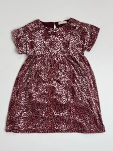 Zara Girls Pink Burgundy Floral Soft Velveteen Tunic Dress Size 11/12 - Picture 1 of 7