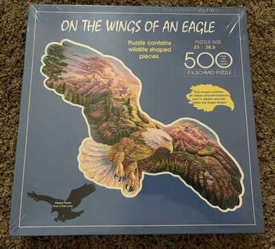 Quebra-cabeça 500 peças lacrado de fábrica “On The Wings Of An Eagle” 3 pés de comprimento - Imagem 1 de 4