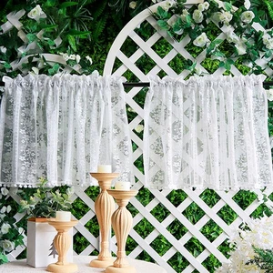 Französischer Stil Küche Tür Fenster Gardine Jacquard Halbtüll Rüschen Vorhang Dekor - Bild 1 von 28