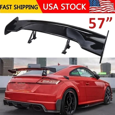 Glossy Black 57" Rear Spoiler Wing Truck GT-Style For Audi  TT TTRS Screw-On Foto 1 de 4