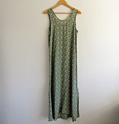 Vestido Flax by Jeanne Engleheart Pequeño Verde Floral Maxi Transparente Cottage De Colección Foto 1 de 4