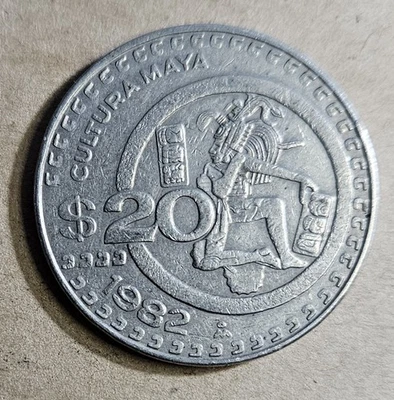 Mexico 20 Pesos - 1982 - Copper Nickel Coin - Cultura Maya - KM# 486 - Mexican - Image 1 of 2