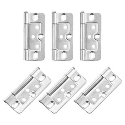 6 pz 3x1,4" cerniere per porte non a mortasa antirumore placcatura, tono argento - Immagine 1 di 4