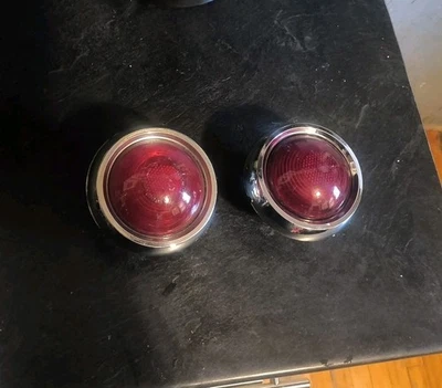 1948 1949 Pontiac Guide R28 L28 R-28 L-28 Tail Lights Taillights Lens Assemblys - Image 1 of 4