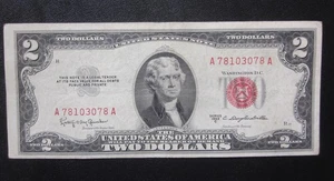 1953 C $2 TWO DOLLARS Red Seal Legal Tender NOTE OLD US Banknote - Picture 1 of 2