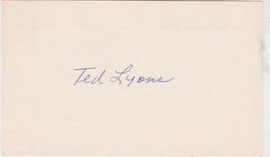 CARTOLINA INDICE FIRMATA 3x5 di Hof Ted Lyons (deceduto 1988)! OTTIMO AUTOGRAFO! - Foto 1 di 1