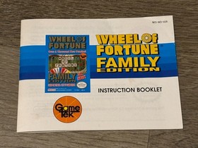 Wheel of Fortune Family Edition Instruction Manual Only Nintendo Nes Authentic