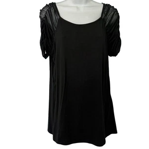INC International Concepts schwarzes kurzärmliges Mesh-T-Shirt mit U-Ausschnitt Größe L - Bild 1 von 9