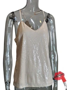 Grace Karin Pailletten Tank Top Damen Small Neutral Ärmellos Pailletten Neu mit Etikett - Bild 1 von 14