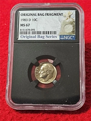 1983-D NGC MS67 Roosevelt Dime Original Bag Fragment Series              #T6058 - Image 1 of 2