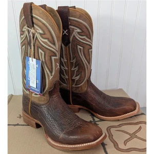 Twisted Herren Rancher Western Eckige Zehe Stiefel Braun Leder 7D Sand MRAL024 - Bild 1 von 18