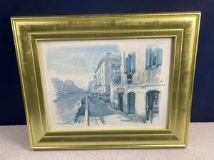 Bezauberndes gerahmtes Aquarell Gemälde Straßenszene signiert F.Neeri  - Bild 1 von 8
