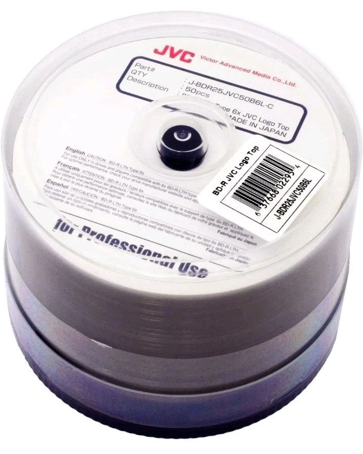 JVC BD-R LTH 6X 50 PACK (Japan) Professional Blu-ray Recordable Discs #AMB7416 - Image 1 of 1