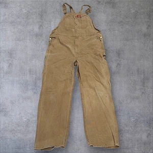 Dickies Dungarees Adult 38x32 Brown Bib Overalls Workwear Canvas Carpenter Men - Picture 1 of 14