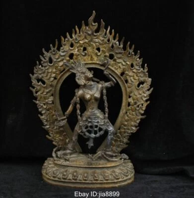 Estátua de Buda Vajrayogini Vajravarahi de bronze budismo tibetano chinês antigo 14" - Imagem 1 de 4
