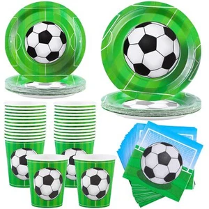 ADXCO 96 Pieces Soccer Party Supplies Soccer Themed Party Tableware Including... - Picture 1 of 7