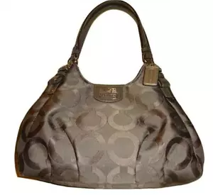 Coach 18763 Madison Maggie Brown Sateen Leather Shoulder Bag Coach 18763 Madison - Picture 1 of 7