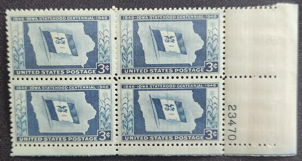 US Scott 942 -  Iowa Statehood - MNH - 1946 Issue - Plate Block of 4 - Image 1 of 1