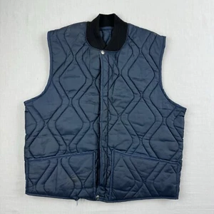 Vintage Duxbak Puffer Vest Adult Medium Blue 1970s Talon Zip Thrashed Repairs  - Picture 1 of 17
