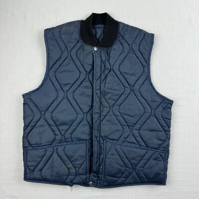 Vintage Duxbak Puffer Vest Adult Medium Blue 1970s Talon Zip Thrashed Repairs  - Image 1 of 4