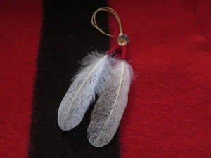 Feather Native American hand painted Hair Tie Abalone Shell Conce 6" Bald Eagle - Picture 1 of 9