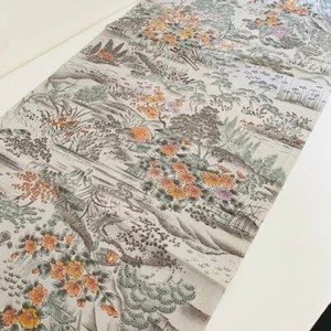 Tessuto kimono tsumugi seta dipinto a mano vintage Simple Life #A 14x40 TH87 mai usato - Foto 1 di 7