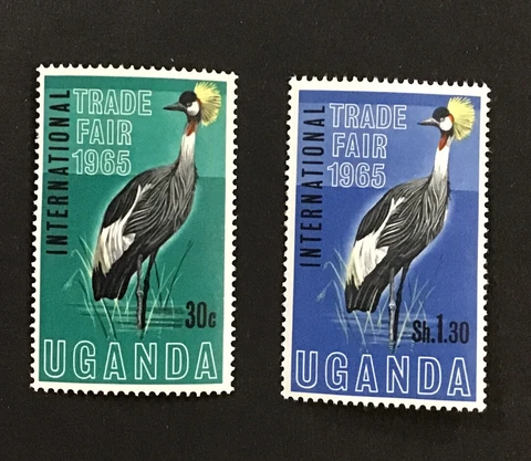 Uganda 1965 XF MNH Sc #95-96, CROWNED CRANES, BIRDS Cover