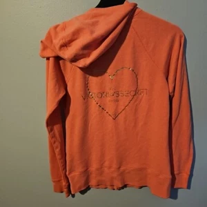 VICTORIA'S SECRET Pink Hoodie Small Heart Logo Full Zip Sweatshirt - Picture 1 of 10
