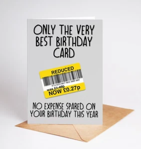 Reduced Sticker Funny Birthday Card, Husband Wife, Cheap, Her Him Bestie - Picture 1 of 3
