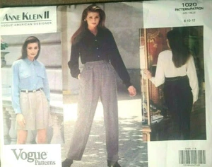 Vogue # 1020 American Designer Anne Klein SHORTS & PANTALONI taglia 8 10 12 vintage 92 - Foto 1 di 1
