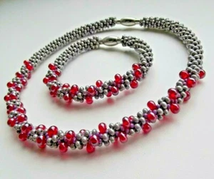 Necklace and bracelet KUMIHIMO 34 cm (13.4 ") and 18 cm (7.1"). - Picture 1 of 12