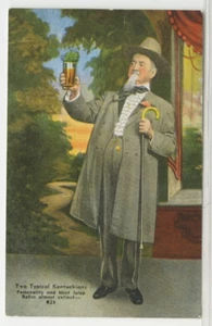 Cartolina KY due tipici kentuckani - Julep come nuova c1940s vintage lino OO - Foto 1 di 2