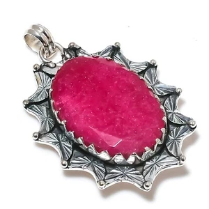 Ruby Lab-Created Gemstone Handmade 925 Sterling Silver Jewelry Pendant - Picture 1 of 6